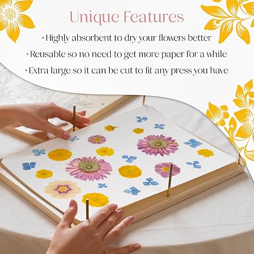 Miniatura 5 de Papel secante XL para prensa de flores, extra grande, 14.7 x 11.2 pulgadas, papel de herbario altamente absorbente y reutilizable, paquete de 15