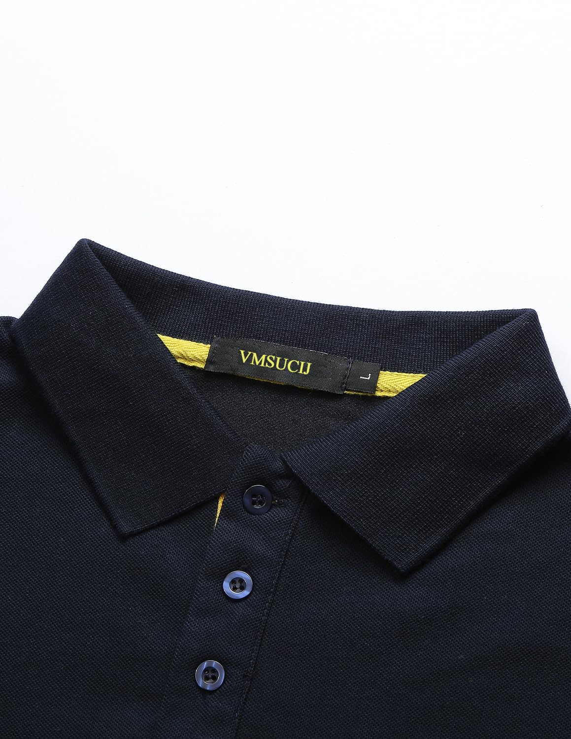 VMSUCIJ Polo Manica Lunga Uomo Maglietta con Abbottonatura Patchwork a Doppio Triangolo Elegante Cotone T-Shirt con Taschino