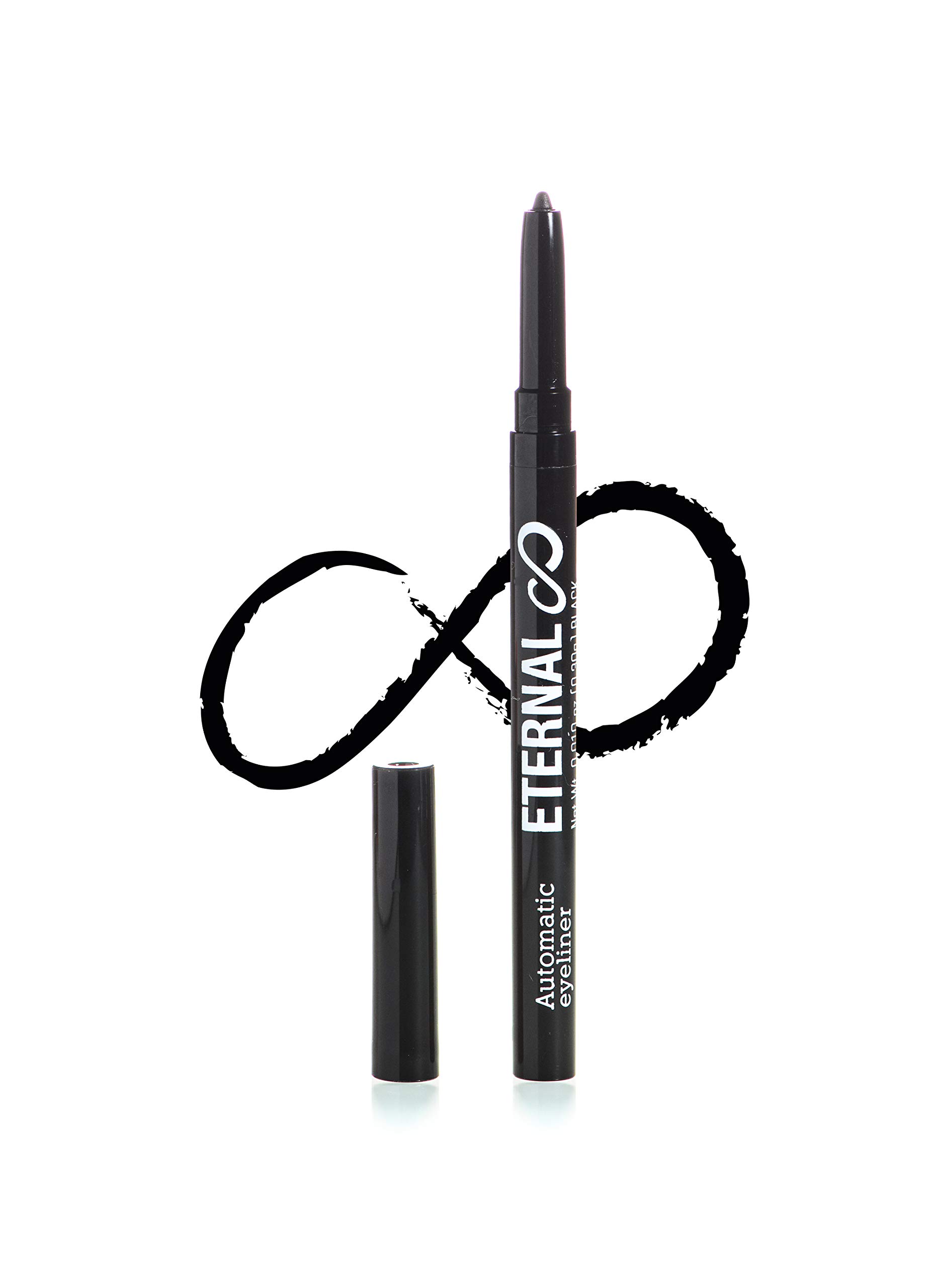 (Black) - Eternal Cosmetics Automatic Water Resistant Eyeliner - Easy Glide-on for a Professional All Day Smokey or Dramatic Effect, Long Lasting and No Smudge Mechanical Eye Pencil (Black)