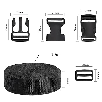 Zythrem Gurtband 30mm Set - 10m Mit Schnallen & Slides