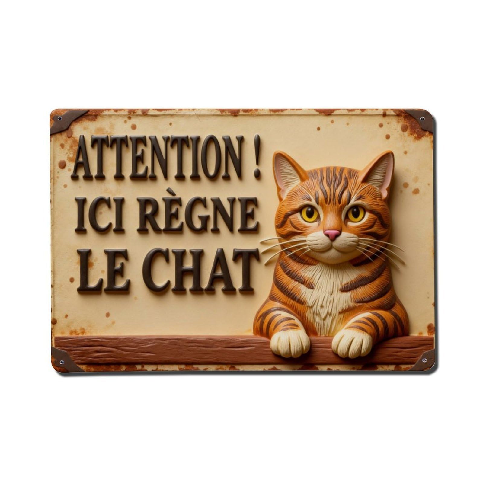 Attention Here Reigns The Cat Metal Tin Sign Plaque