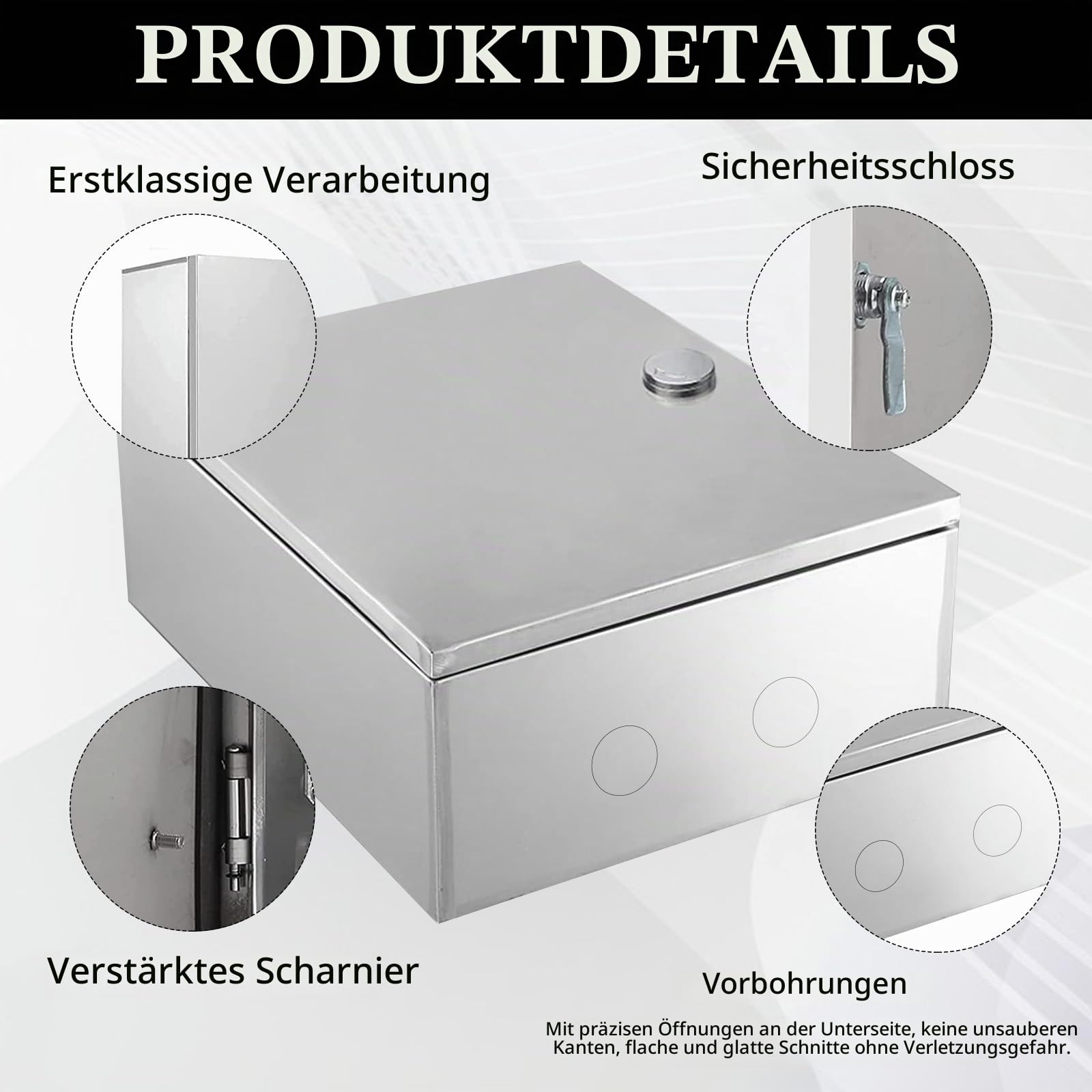 Edelstahl Schaltschrankl, Wetterfester Schaltkasten 304 Edelstahl Wandmontiert Elektroverteiler Hausanschlusskasten Metall-Anschlusskasten Isoliermontageplatte mit Schloss (40x30x16)