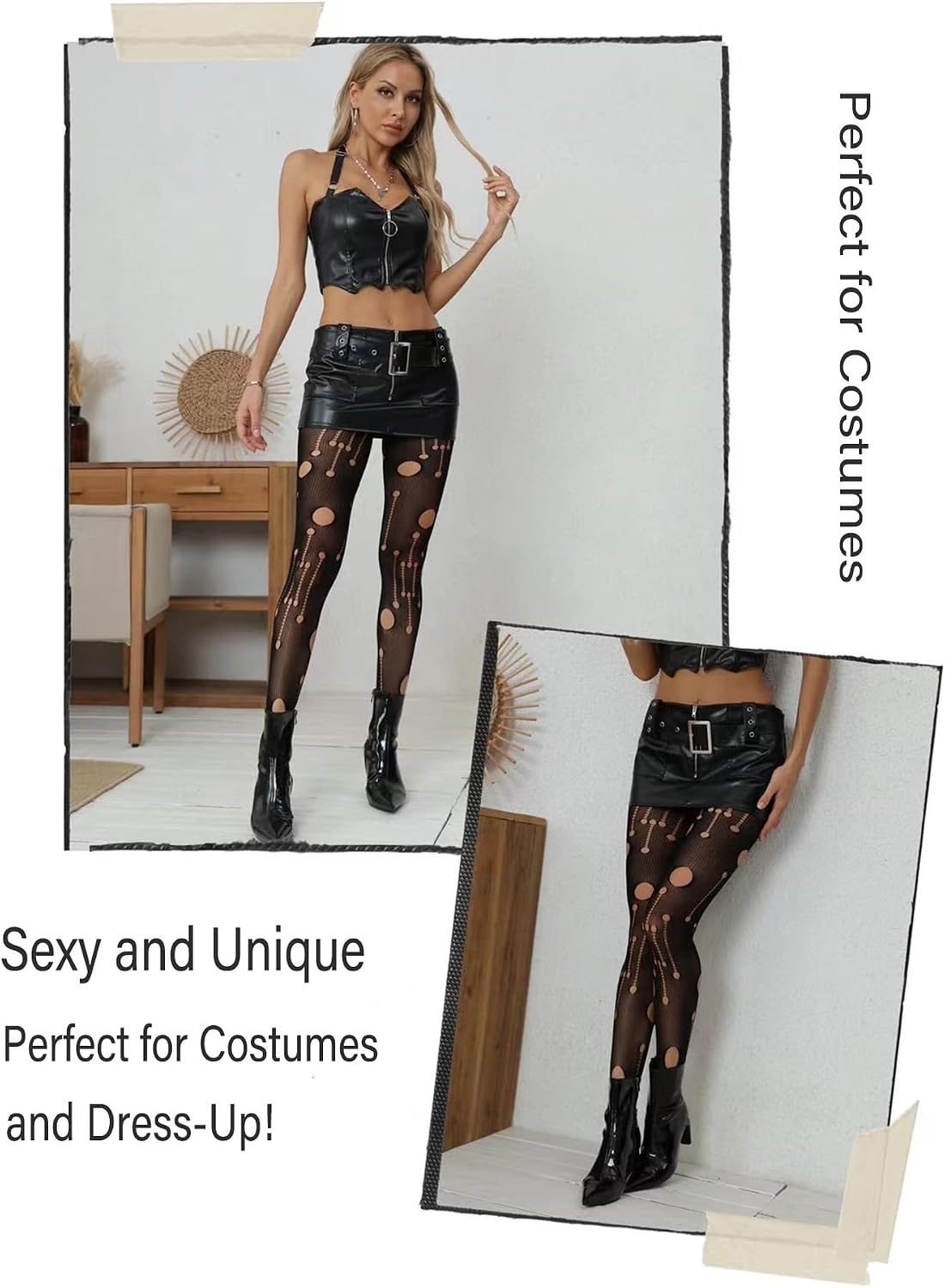 Ripped Tights, Sexy High Waist Fishnet Tights - Premium Women's Stretchy Fishnet Stockings for Women, Trendy and Comfortable