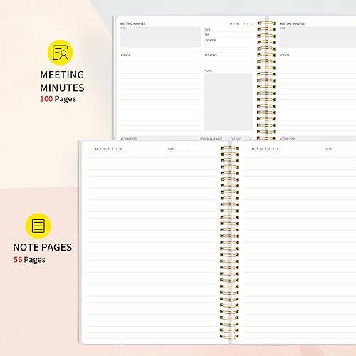Miniatura 3 de SUNEE Cuaderno de reuniones para trabajar con elementos de acción, 160 páginas, planificador de proyectos de tamaño A4, agenda de reuniones en