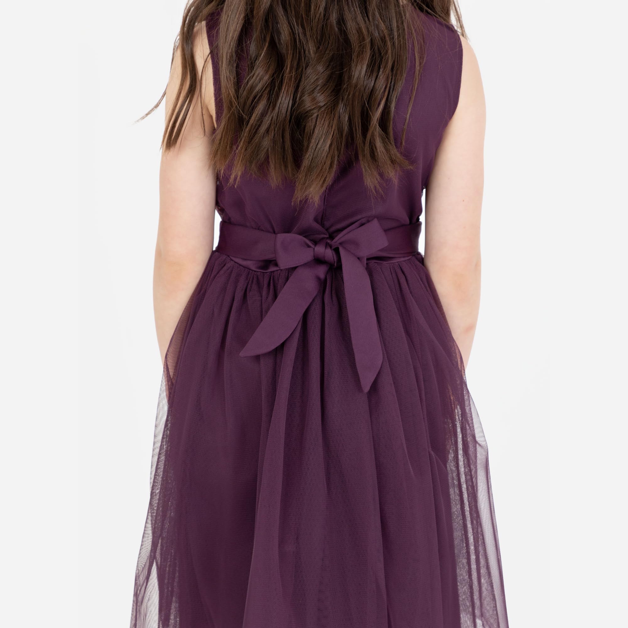 Maya Deluxe Abito Midi Paillettes Impreziosito Partito Tutu Damigelle d'Onore Matrimonio con Fiocco Cintura Vestito Bambine e Ragazze