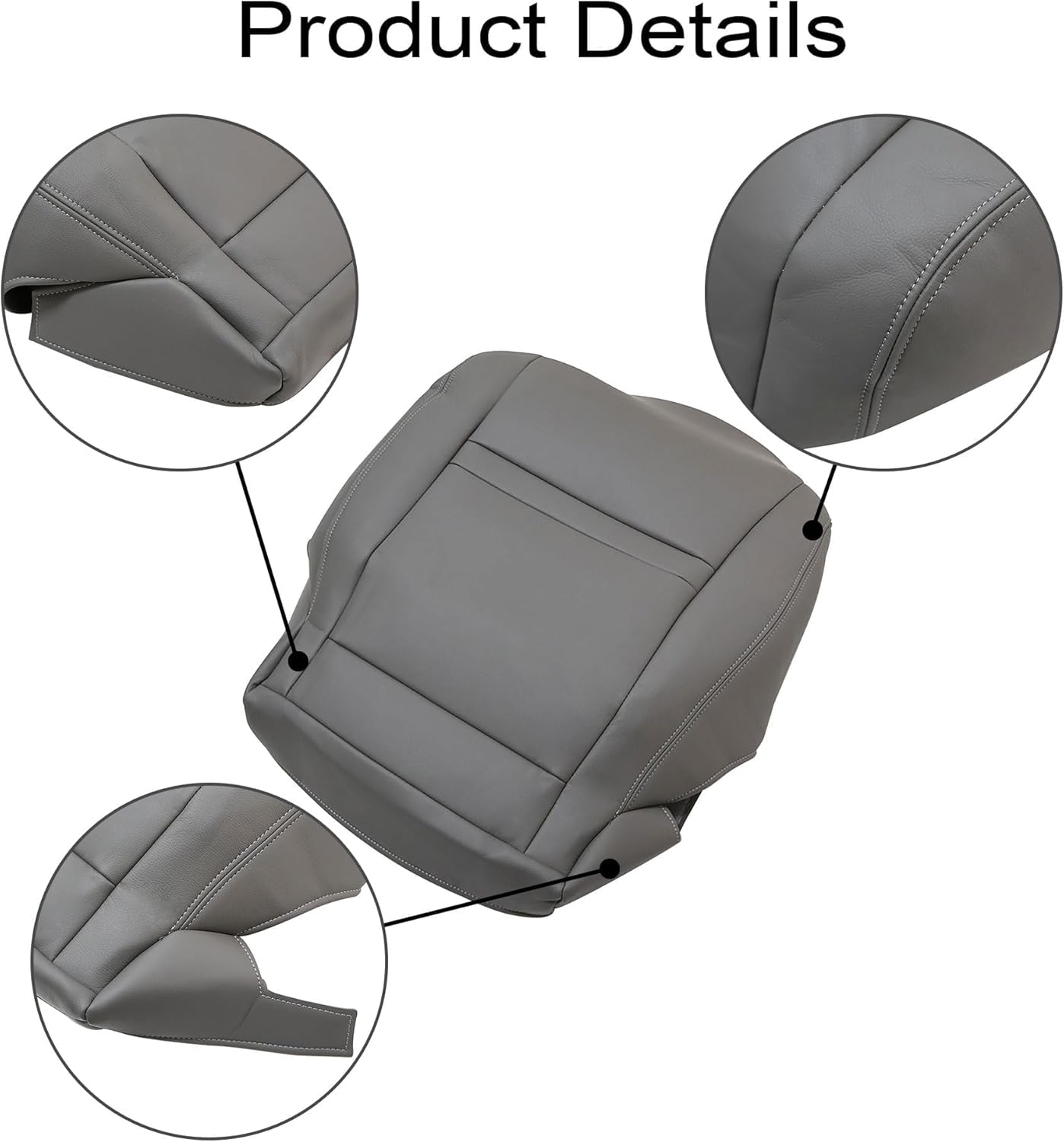 GXARTS Driver & Passenger Side Leather Top Lean Back & Bottom Seat Covers Gray Compatible with Toyota Land Cruiser 1990 1991 1992 1993 1994 1995 1996 1997