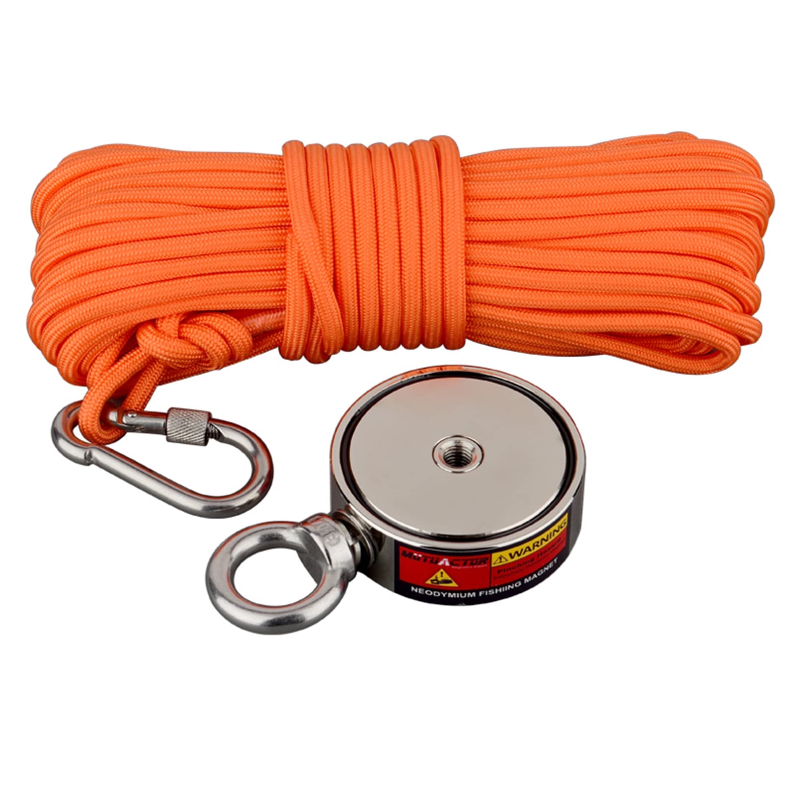MUTUACTOR Magnete da pesca con ganci,corda e guanto da 20m, forza di trazione di 200 kg x 2,magnete al neodimio super forte con corda e moschettone resistenti per la pesca e il recupero nel fiume