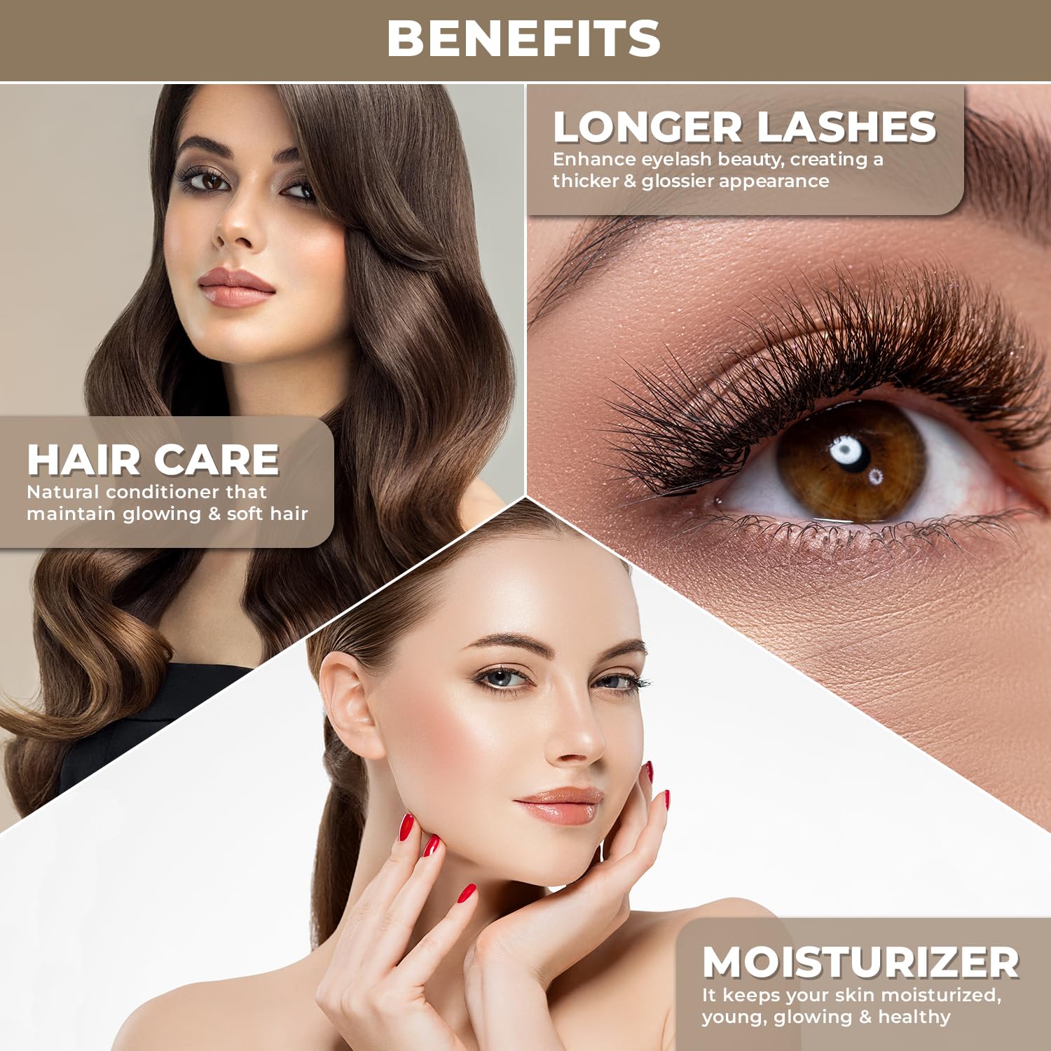 Plant Based Castor Oil, Pure Organic Cold Pressed Carrier Oil for Hair Eyelashes, Eyebrows & Skin Care - Image 2