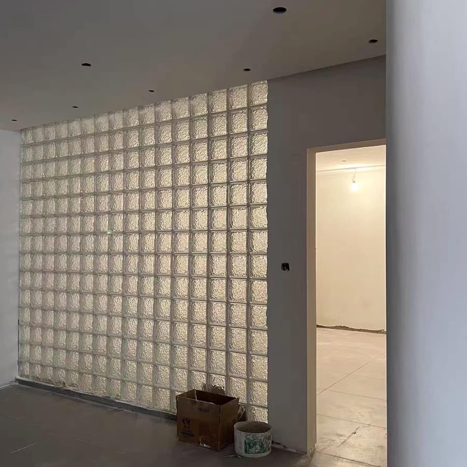 Clear Glass Bricks Blocks for Shower, Glass Wall Partition Living Room Bedroom Kitchen Indoor Outdoor Decorative Divider Fence, 6 Pack, 8x8x3inch ( Color : Style-1 , Size : 19x19x8cm(7.5x7.5x3in) )