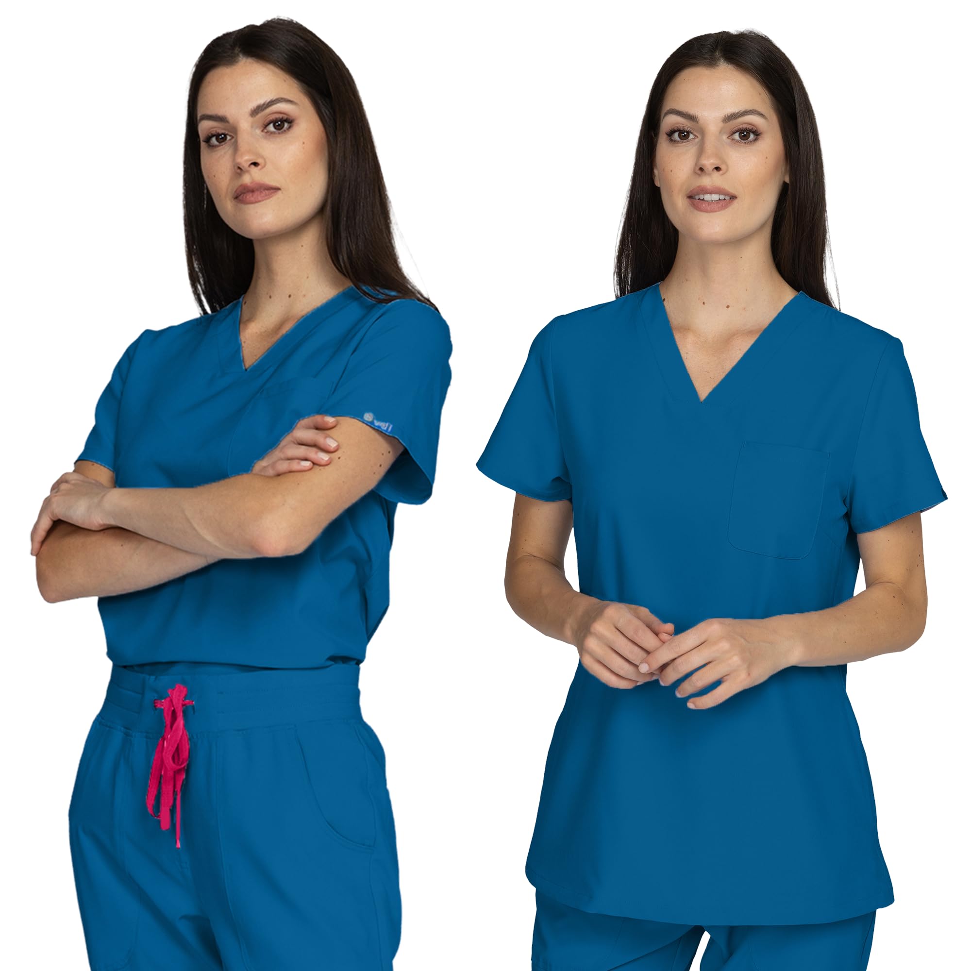 B-well NAOMI Divisa Sanitaria Donna Elastica | Uniforme Sanitaria Donna | Set con Casacca e Pantaloni Stile Jogger| Divise Sanitarie | con Spandex