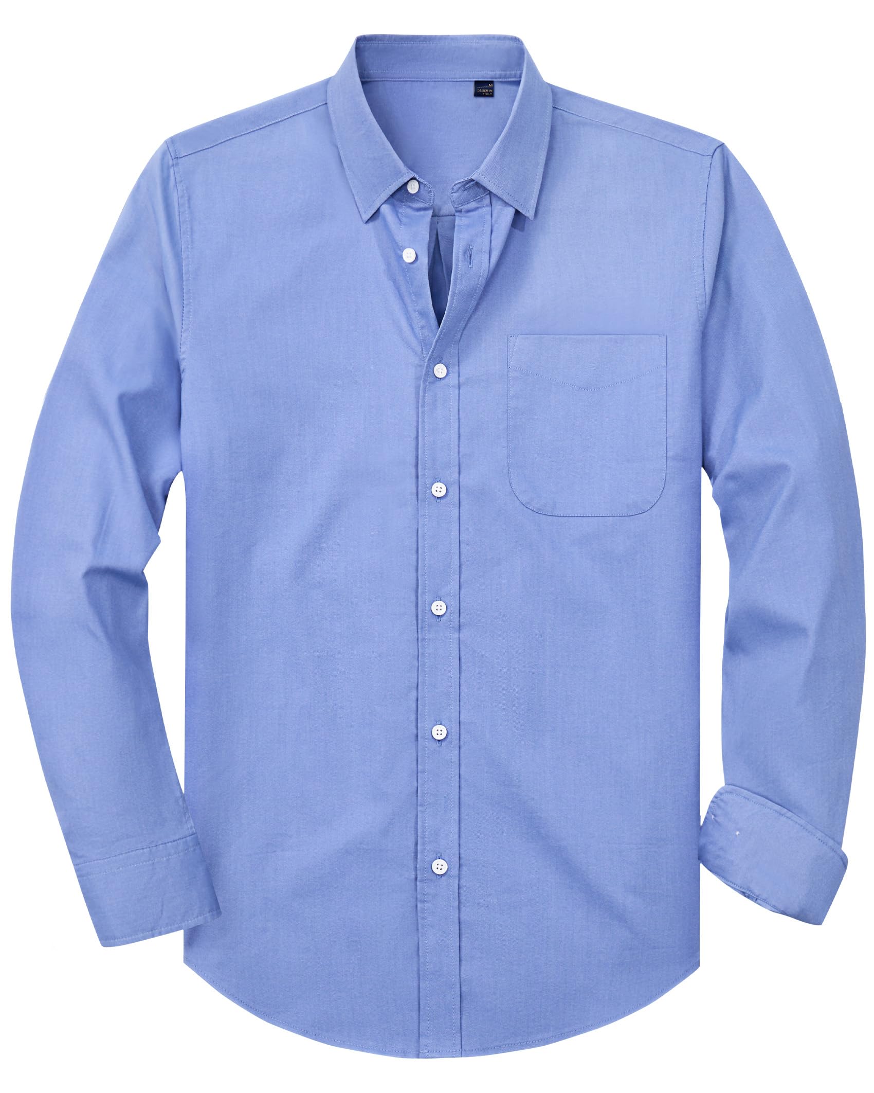 Alimens Gentle Mens Oxford Shirt Solid Stretch Dress Shirts Casual Business Long Sleeve Button Down Shirt with Pocket