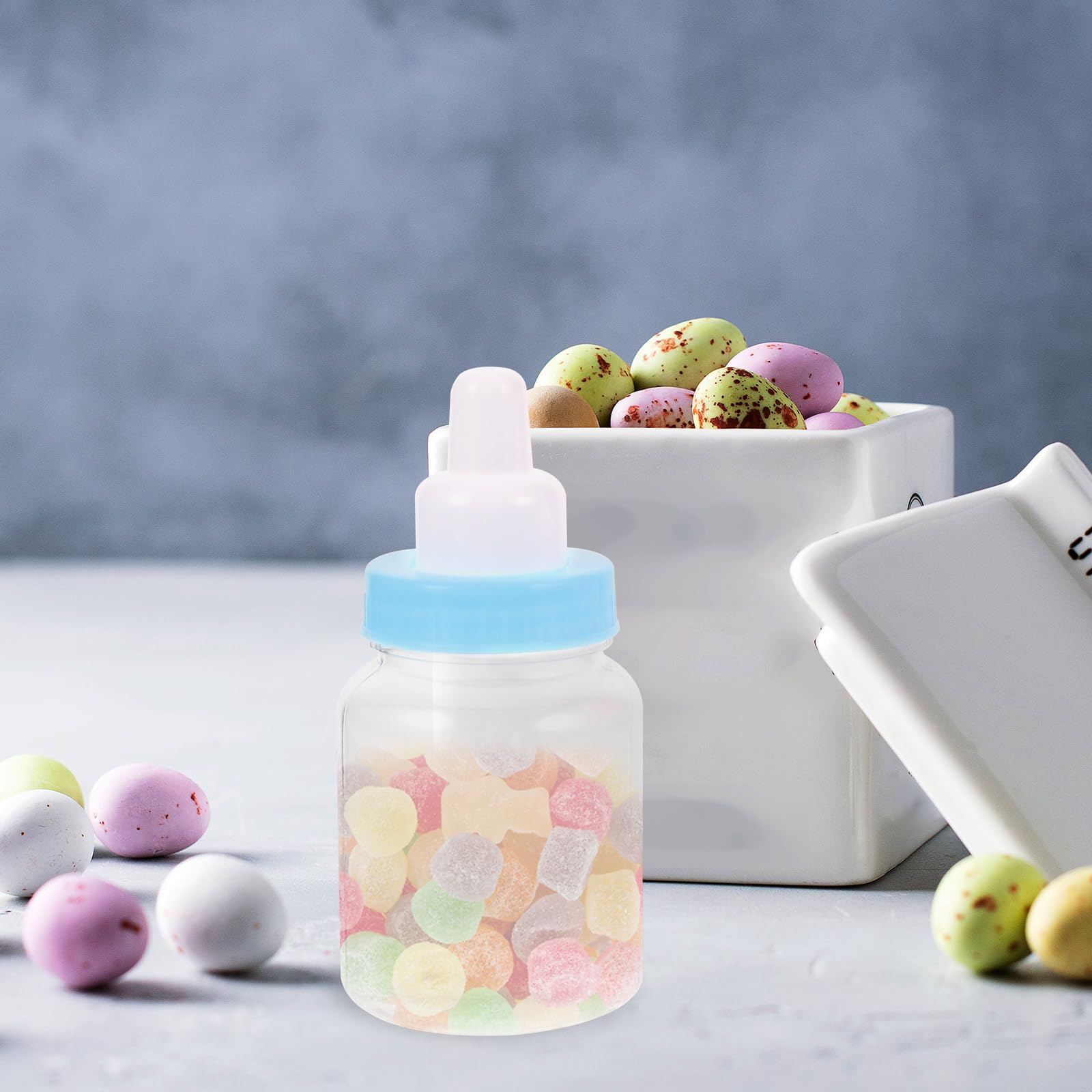 24 Bomboniere Bottiglia Latte Baby Shower - Scatoline Plastica Per Caramelle Con Nastro, Idee Regalo - Foto 11