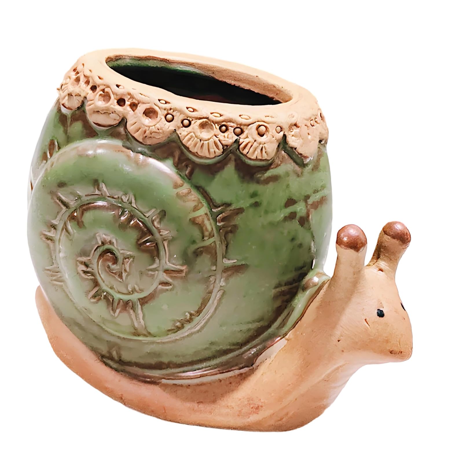 Navna Snail Plant Container Flowerpot Garden Container Ceramic Fleshy Plant Holder for Home Desk Ornament Ceramic Planter Snail