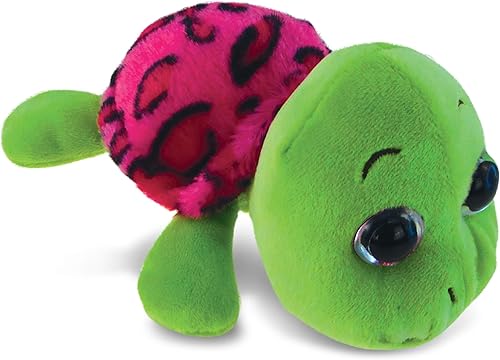 DolliBu - Animal de peluche de tortuga marina de ojo grande, tortuga suave para abrazar con cáscara rosa, adorable peluche, lindo regalo de vida