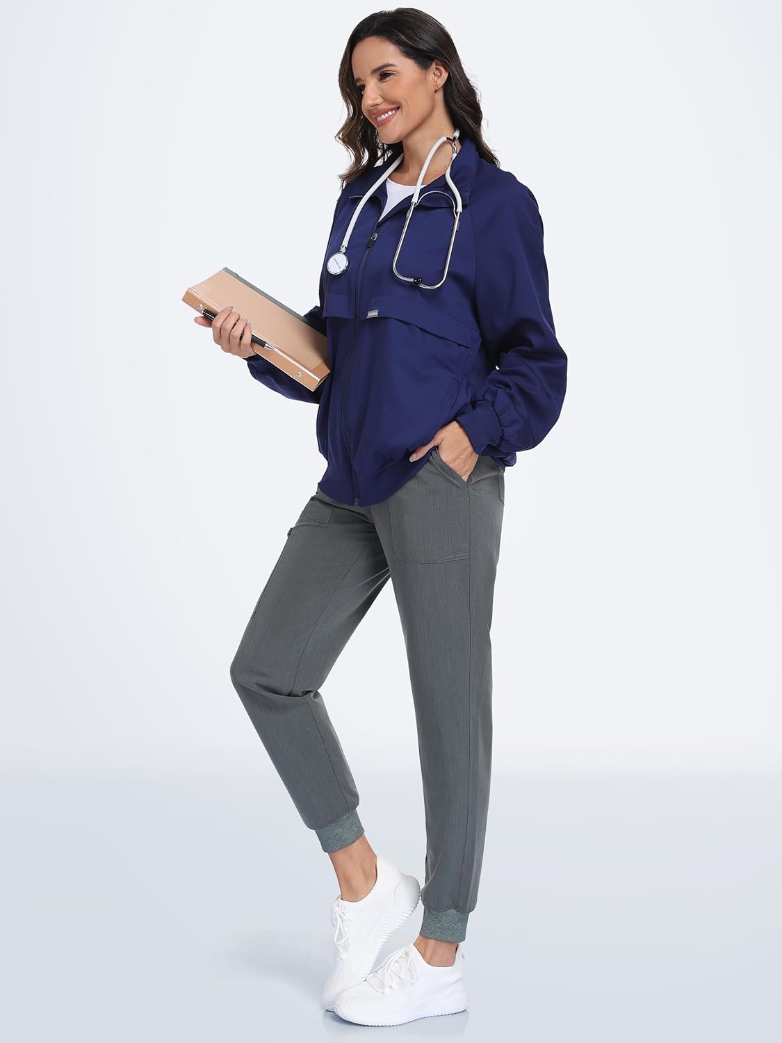 SEVEGO Tall Women's Scrub Pants 32/34/36 Long Inseam Yoga Jogger with 5 Pockets Drawstring Elastic Waistband - Image 8