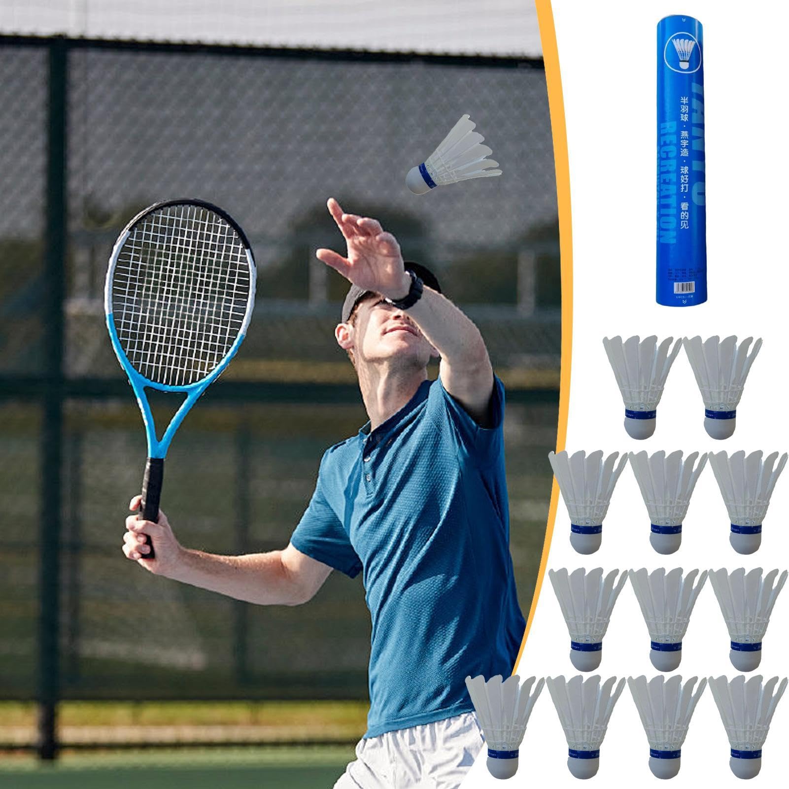 Badminton Shuttlecock - 12PC Feather Shuttlecocks | Badminton Feather Shuttles | High Stability Shuttlecock for Badminton | Feather Shuttlecocks Badminton for Beginners, Leisure, Training, Indoor