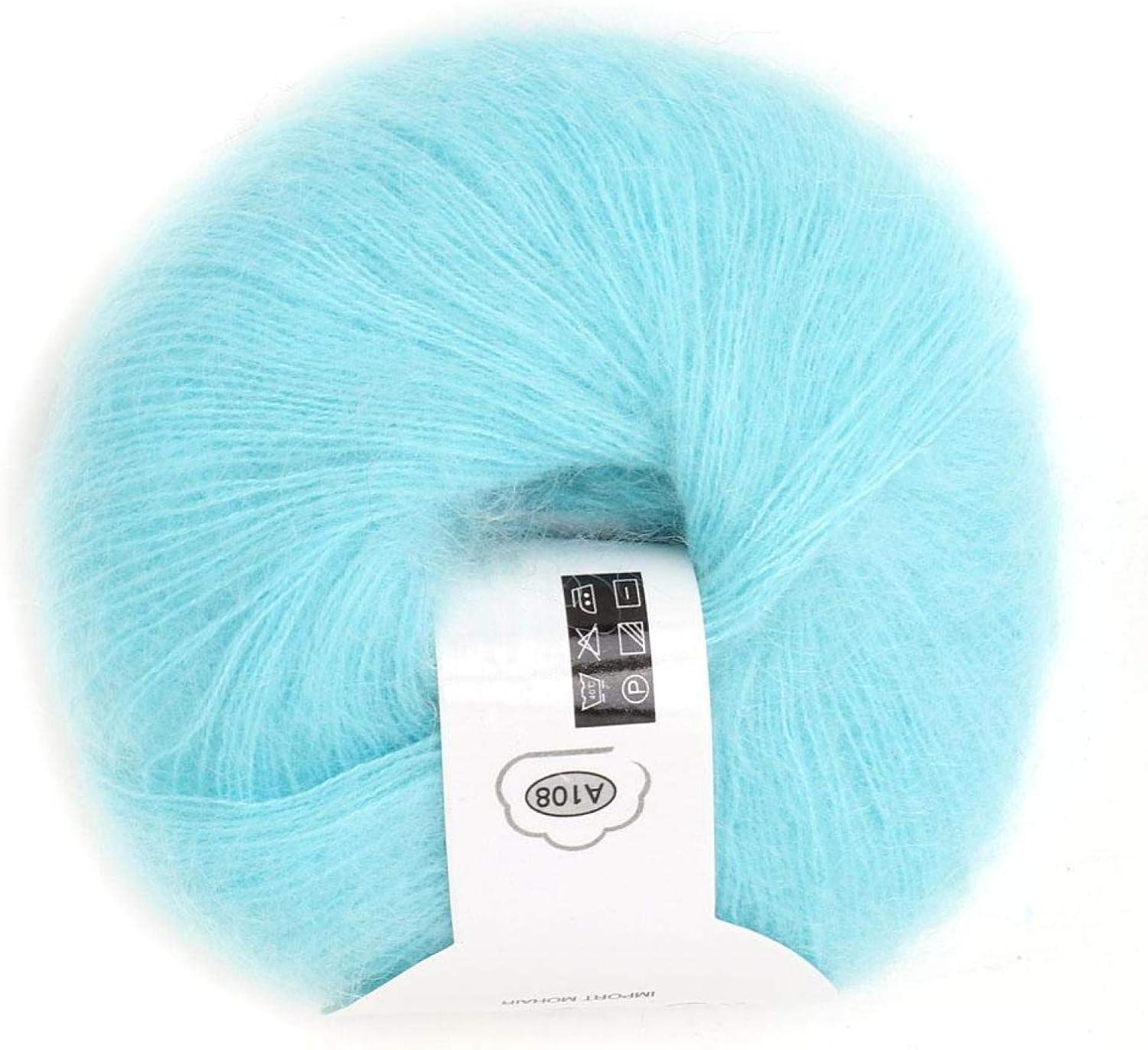 Oumefar Popular Soft Mohair Wool Knitting Yarn Angora Long Wool Yarn Hot with a Crochet for Knitting DIY Crochet (07 Water Blue) Knitting Tools
