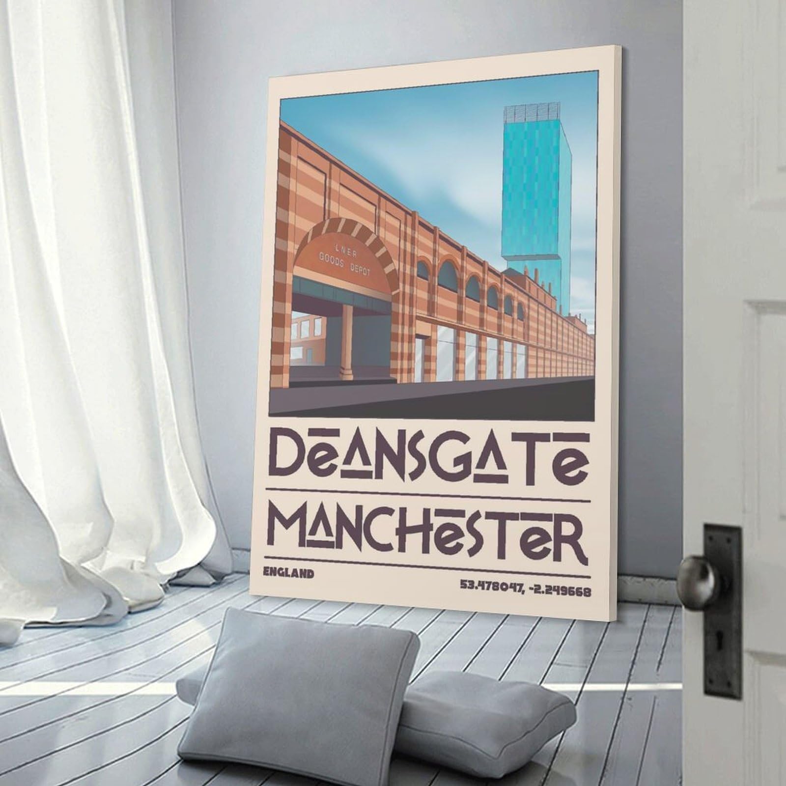 Junmoney Deansgate Manchester England Travel Decorative Wall Artwork 24x36inch(60x90cm), for New Homes, Bedrooms Or Workspaces, A Wall Art Gift for Fresh Interiors