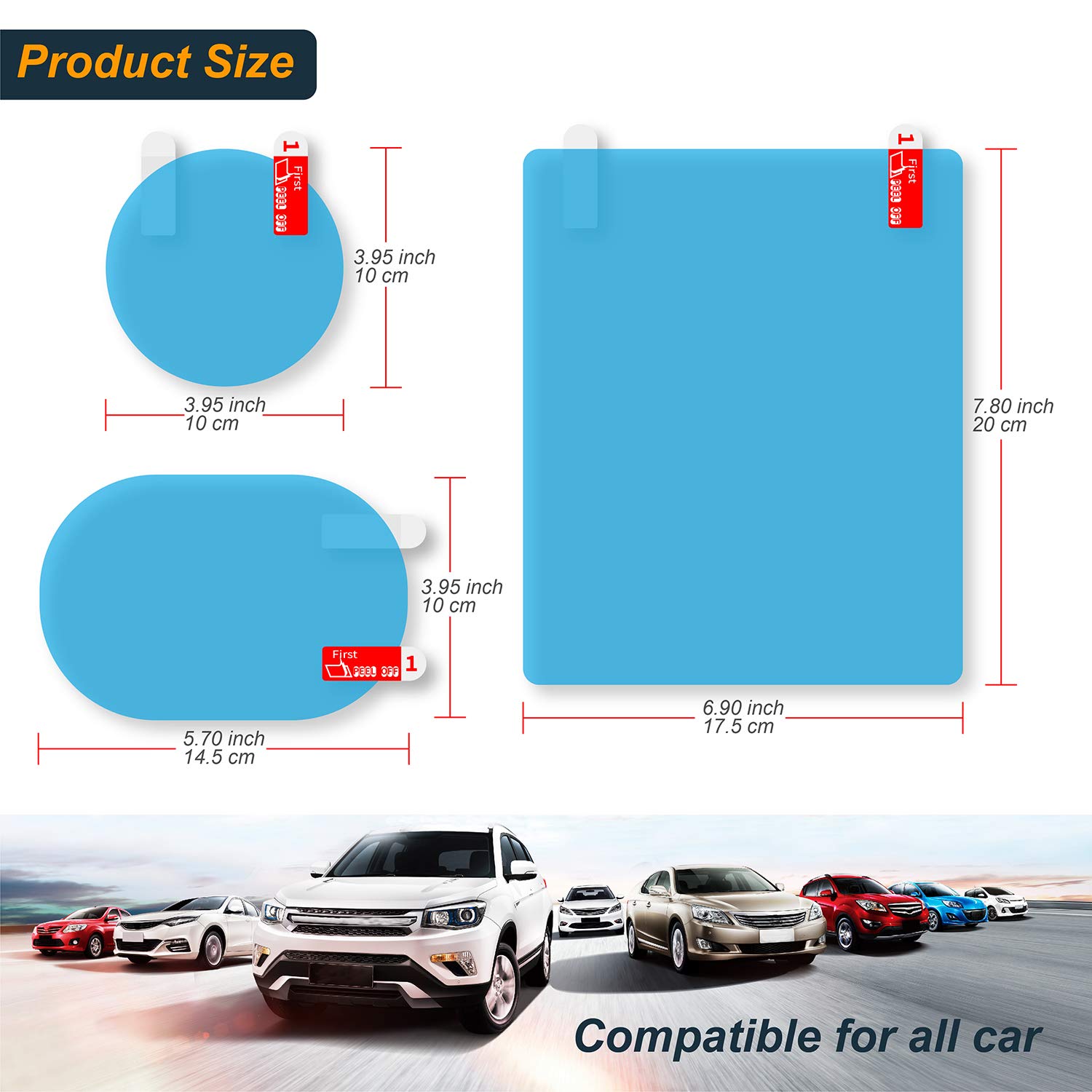 Film Hydrofuge Et Anti-buée Pour Rétroviseur De Voiture - Kit 2 Pièces, Nano-revêtement, Transparent