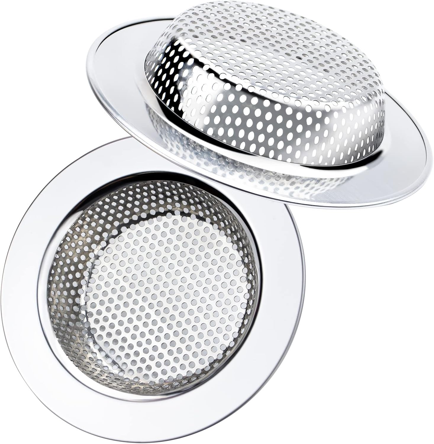 2 PCS Kitchen Sink Drain Strainer, Stainless Steel Mesh Sink Strainer
