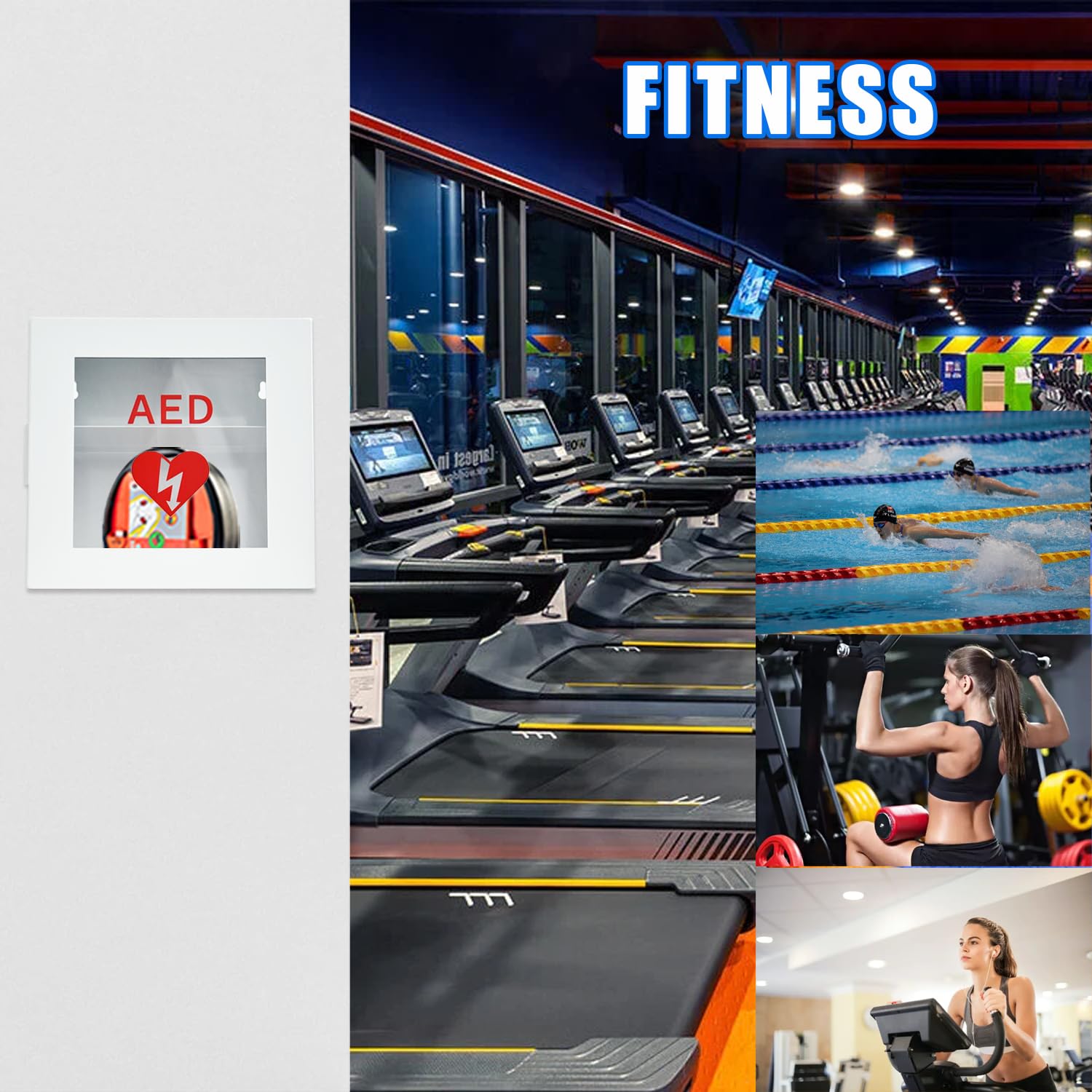 Wandmontierter AED Schrank mit klarem Sichtfenster | AED Defibrillatorschrank aus Stahl, ohne Alarmierung für Büros, Schulen, Fitnessstudios und öffentliche Räume, Weiß
