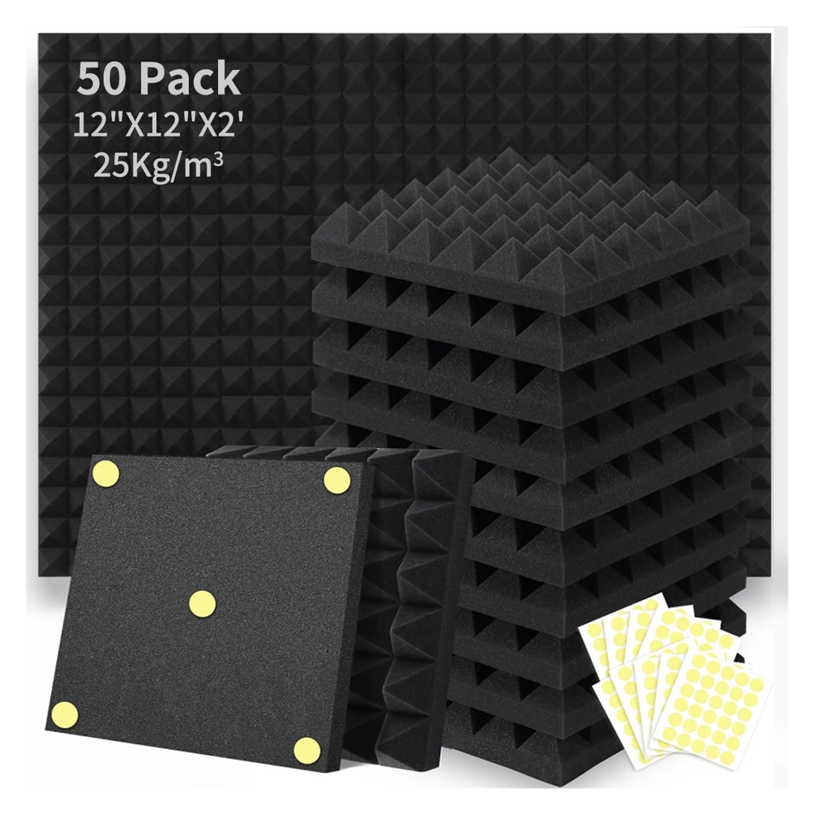 Pannelli in Schiuma Acustica Pannelli acustici 50 pezzi fonoassorbenti da parete 25 kg/m³ Materiale fonoassorbente studio Schiuma acustica Decorazione for la casa Studio