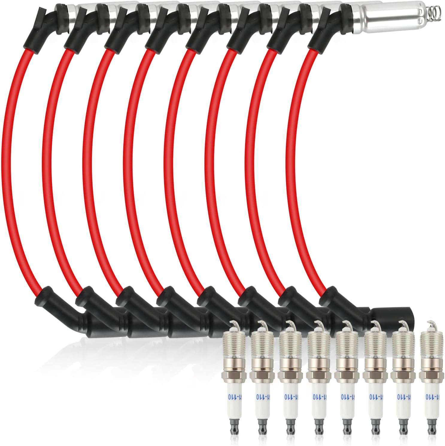 16PCS Iridium Spark Plugs 41-110&Spark Plug Wires M8-48322 for Chevy Silverado Suburban Avalanche Express for Cadillac Escalade for GMC Yukon Sierra Savana 5.3 6.0L 6.2L V8 LS 12680072 12621258 7831