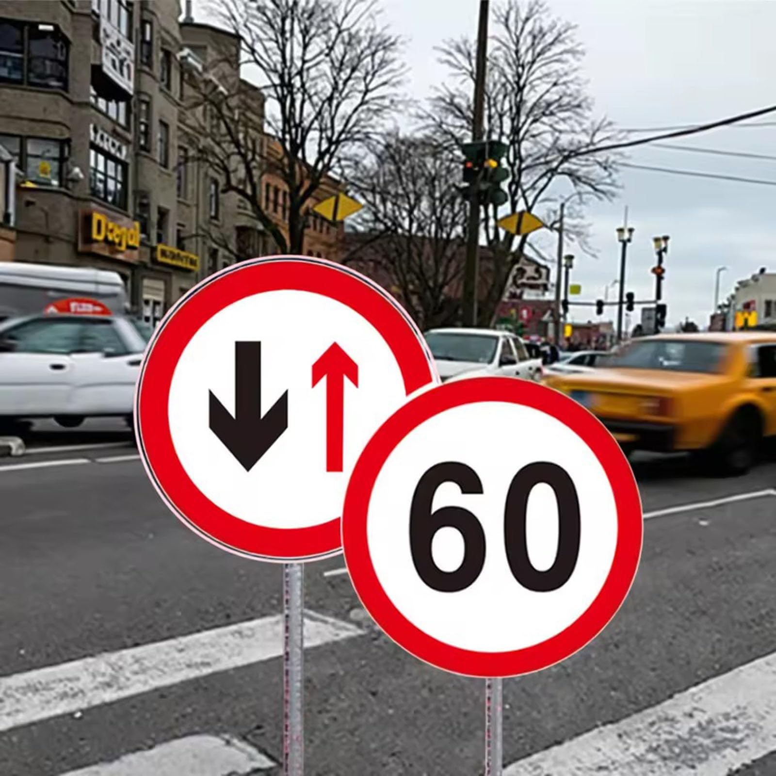 Señal de Velocidad máxima 5 Km Houri aluminio reflectante de 3 mm de grado técnico Cartel de límite de velocidad de 10 km por hora con seguridad en escuelas oficinas y autopistas (90 Km Houri, 60cm)
