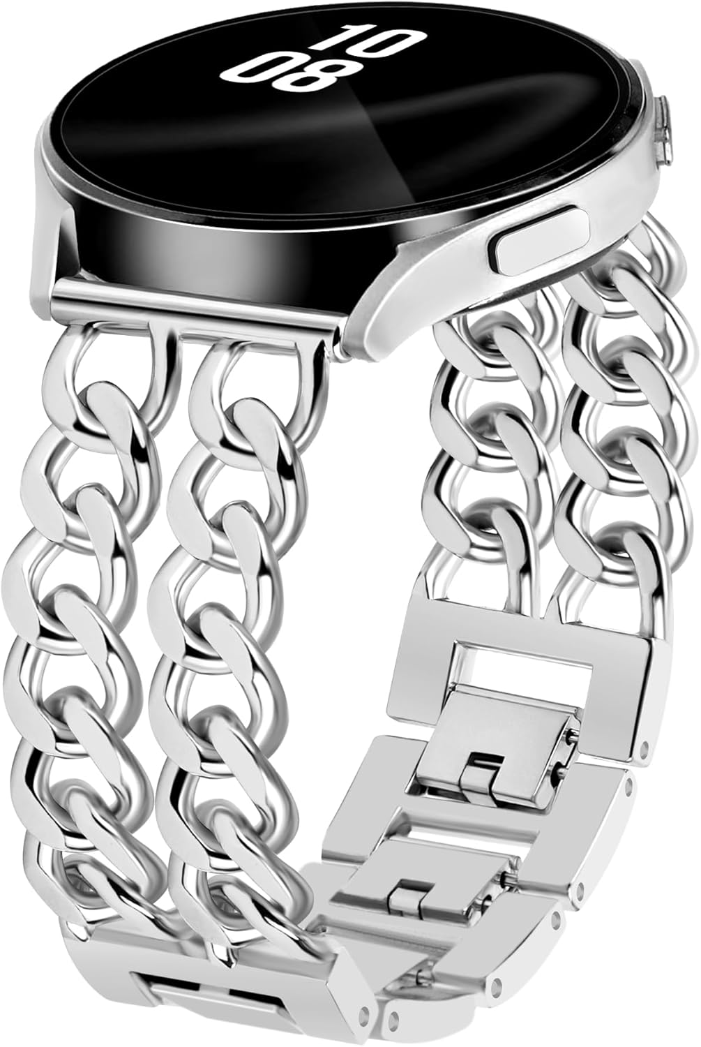 Gold Metal Bracelet Band Women 20mm Adjustable Single Chain Compatible with Samsung Galaxy Watch 7/6/5/4/Active 2/4 Classic/6 Classic/5 Pro/FE 40mm 42mm 43mm 44mm 45mm 46mm 47mm (No Case)