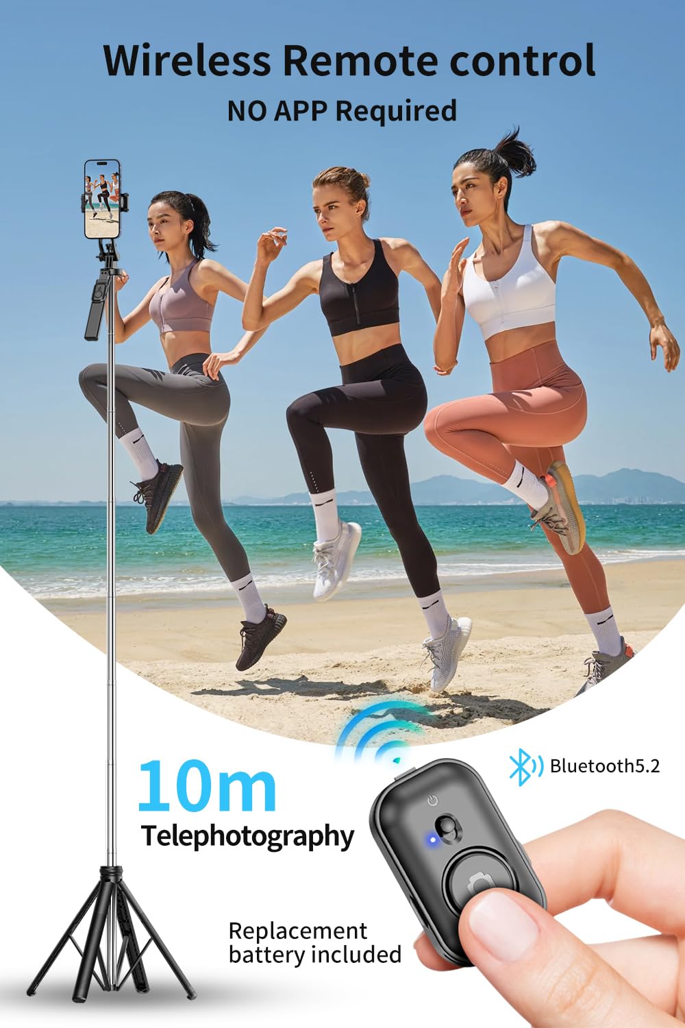 Trípode para selfie, trípode extensible para teléfono y palo selfie con soporte desmontable para teléfono y control remoto inalámbrico, trípode de teléfono compatible con todos los teléfonos