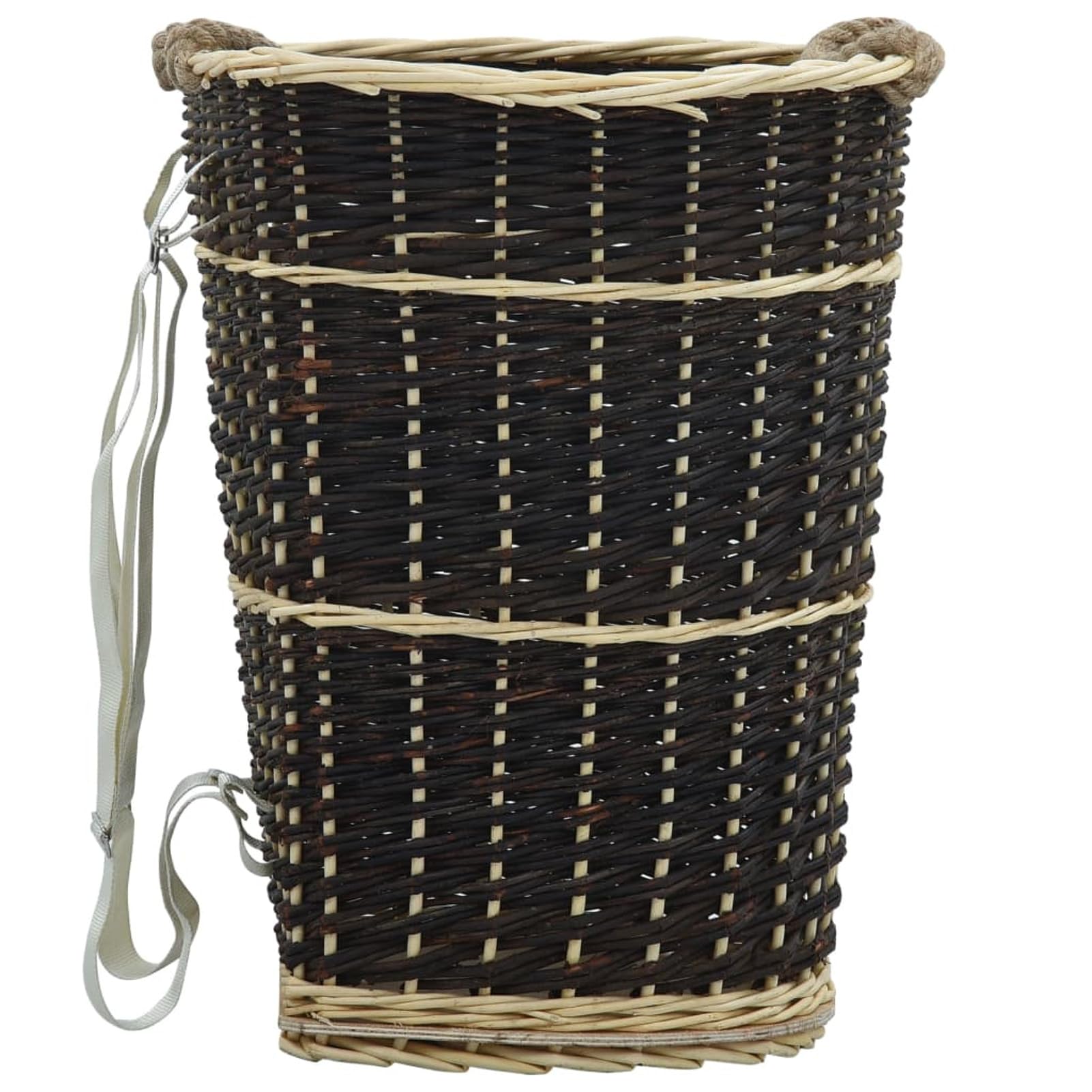 Cesta per Legna con Spallacci 50x44x58cm Salice Naturale-Cesto in Vimini Portalegna, Cesto Intrecciato Pieno, Cestino da Picnic Portaoggetti, Cesto Regalo per Feste, Raccolta Castagne, Funghi