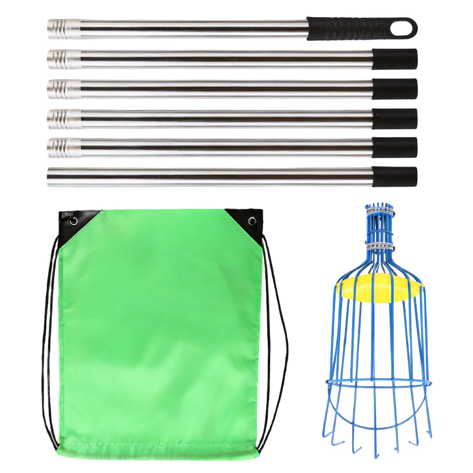Cueillette de fruits avec panier télescopique robuste en aluminium avec tige télescopique en métal pour cueillir des fruits en acier inoxydable