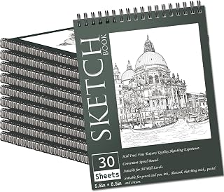 OSIMIG 10 Pack 5.5x8.5 Mini Sketchbooks for Kids - 300 Sheets 100gsm Spiral Bound Drawing Pads, Beginner Adult Art Supplies