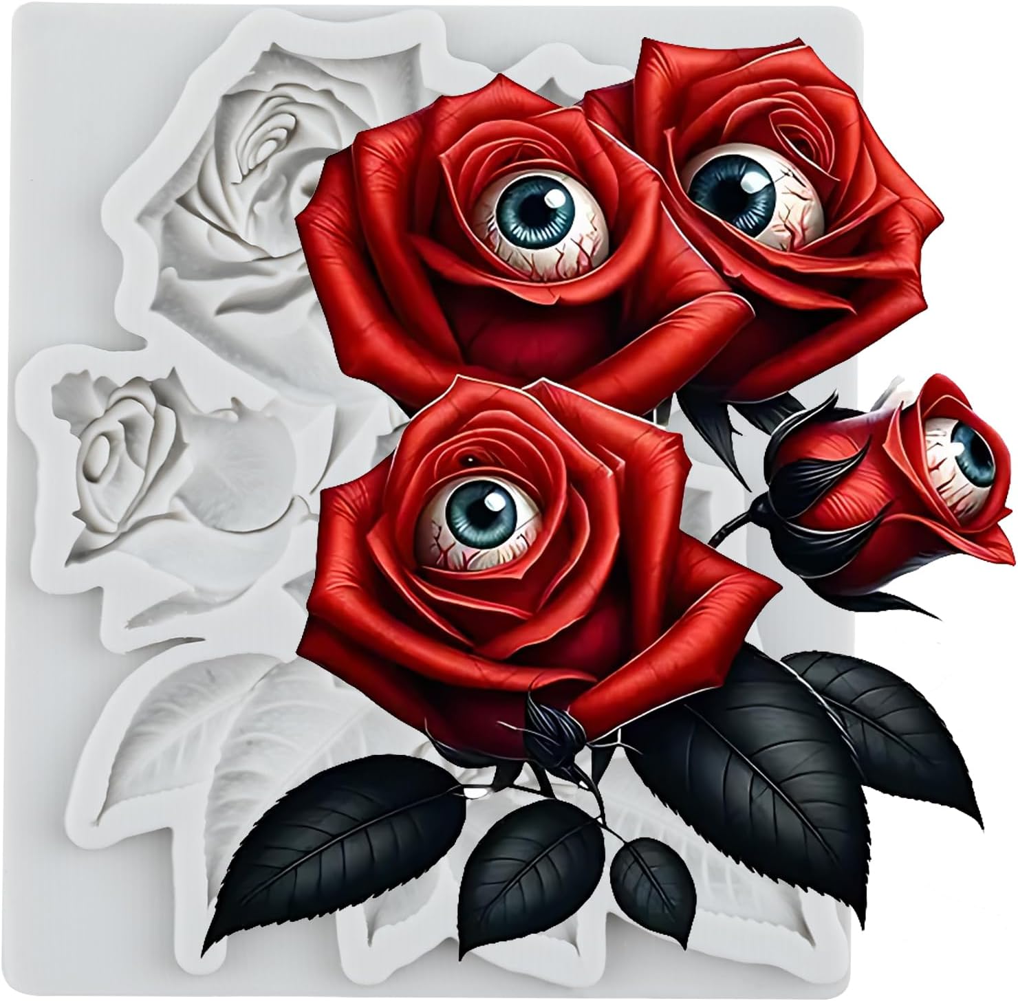 Lingzhi Rose Flower Fondant Mold Rose Eye Chocolate Silicone Molds for Cake Decoration Cupcake Topper Chocolate Candy Sugar Gum Paste Polymer Clay