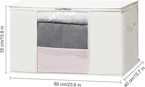 Miniatura 2 de TYEERS Bolsas de almacenamiento grandes con cremallera y ventana transparente, contenedores de almacenamiento de tela mezclada de algodón para ropa