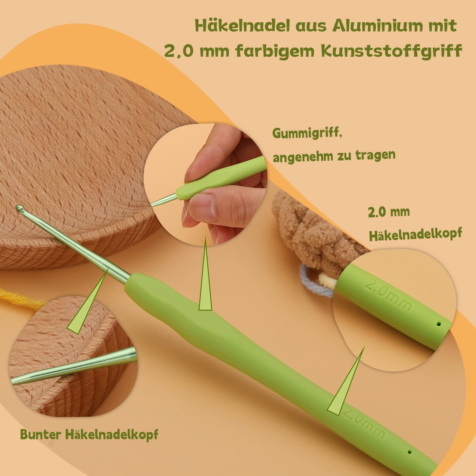 Crochets De 7 Mm Avec Poignées Ergonomiques Crochet Transparent Pour