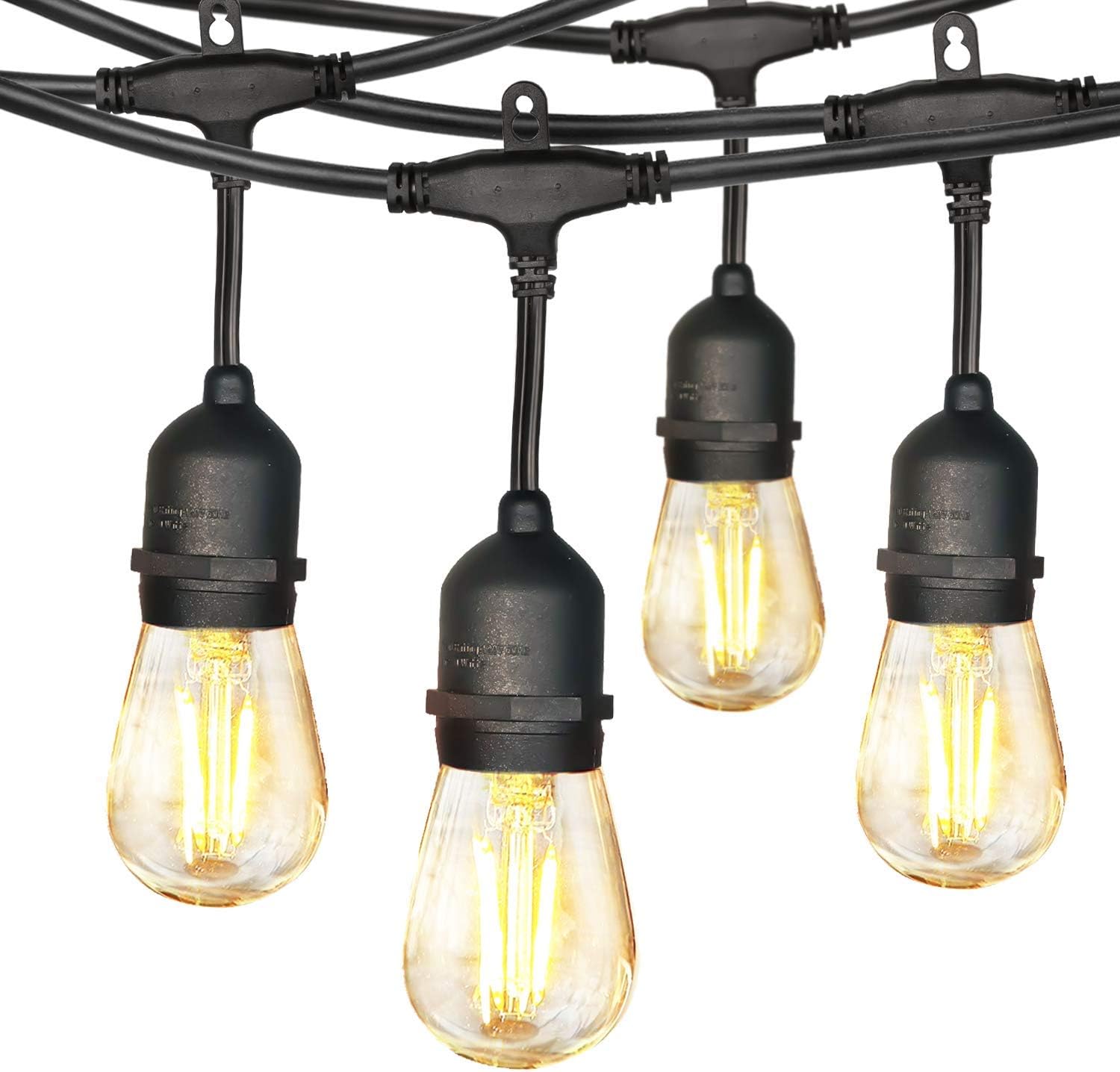24FT LED Outdoor String Lights with 8 x 2W Vintage Edison Bulbs(1 Spare), Connectable Ambience Backyard Hanging Patio Lights for Bistro Porch Pergola Gazebo Balcony Party Decor