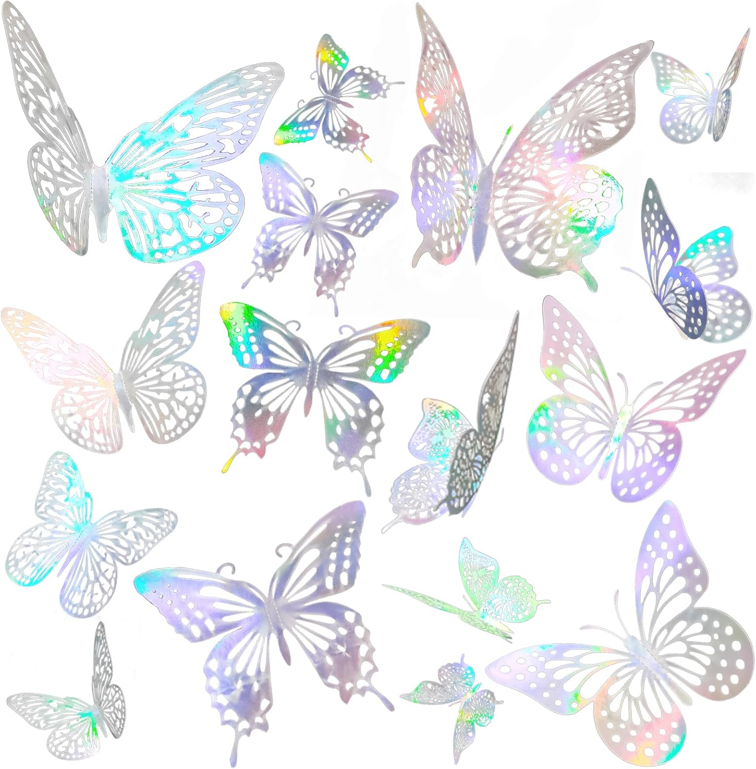 JOSDIOX 3D Turquoise Blue Butterfly Wall Stickers - 48 Pcs with 4 Styles & 3 Sizes, Removable Decor for Party Birthday Wedding Cake Balloon Decoration （48 Blue