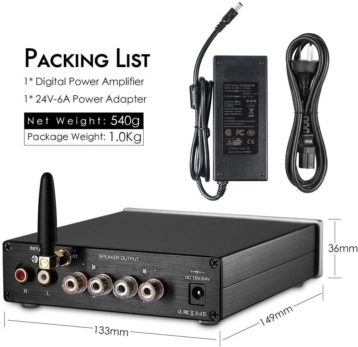 Hot Deals Douk Audio G3 PRO Bluetooth 5.0 Power Amp & Headphone Amplifier, Support APTX, with DAC chip, 100W x 2, Works for 2.0 Channel Passive Speakers (Silver)