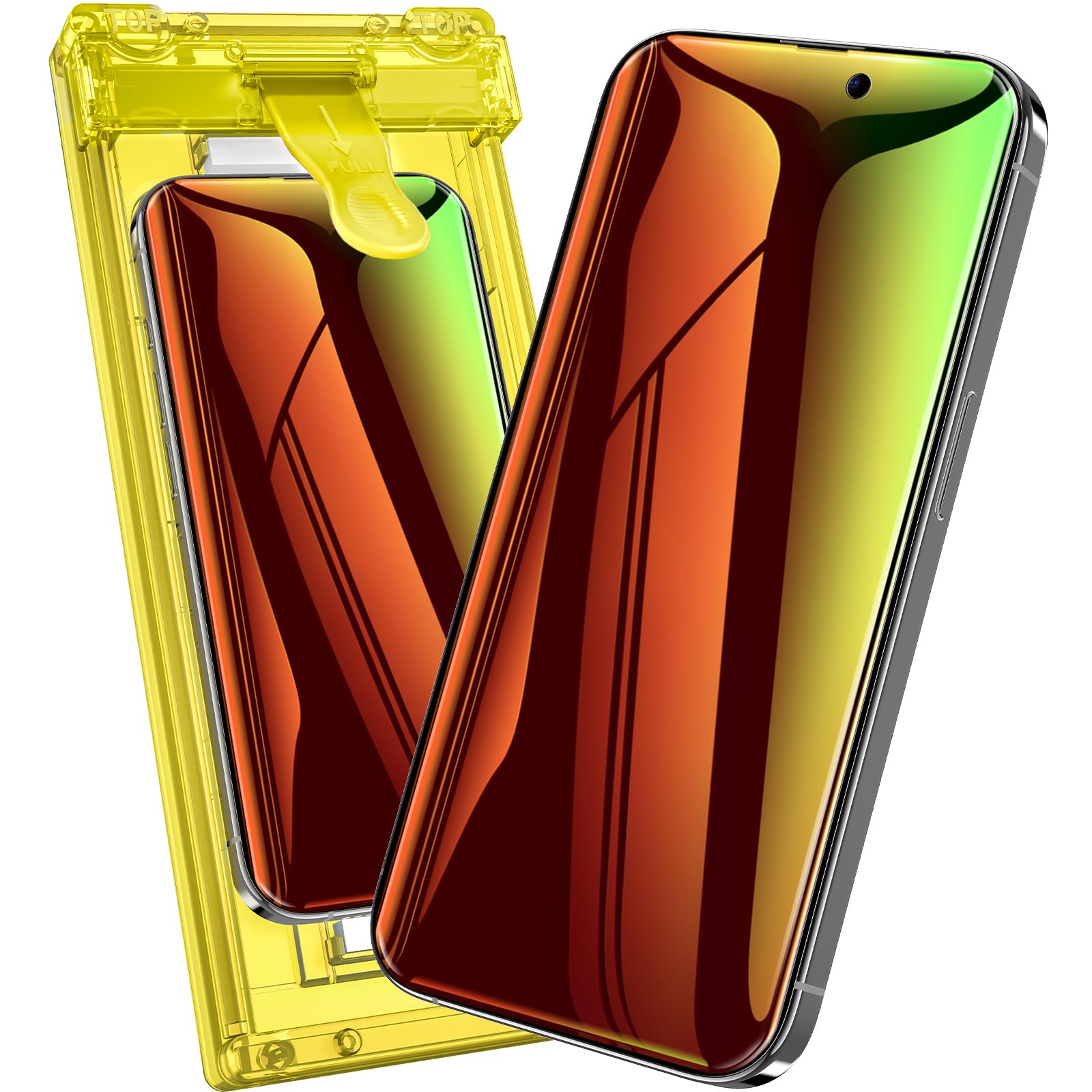 Fotbor for iPhone 16 Plus Privacy Screen Protector, 2 Pack Colorful Gradient Anti-Spy Anti-Blue Light 7H Hardess Flexible Film [Auto-Alignment Tray], Shatterproof Zero Bubble Seamless Coverage