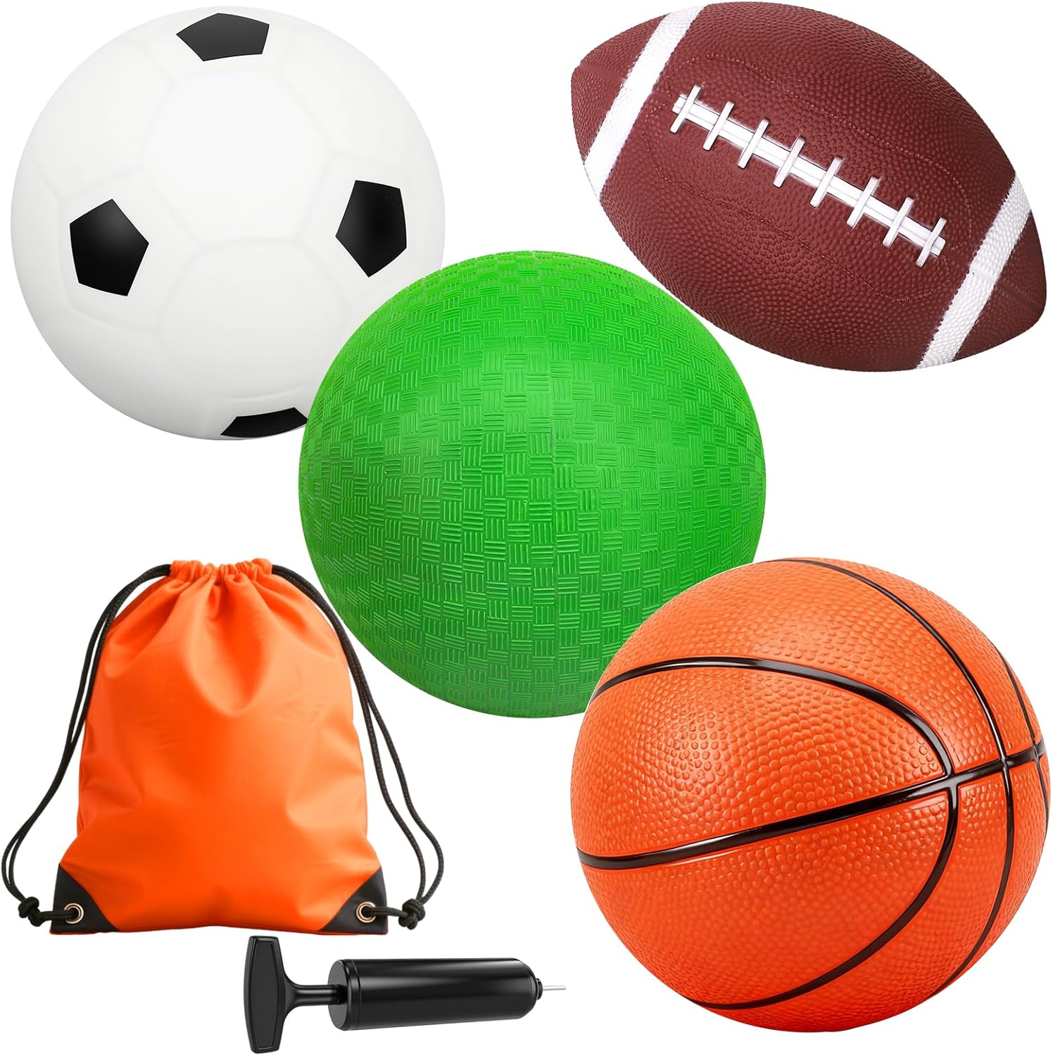 8 Inch Toddler Sport Balls Toys Set, Mini Basketball, Kids Dodgeball for Outdoor, 8" Small Soccer for Indoor Hoop Sets, Beach Pool Balls Stocking Stuffer Gift for Boys Girls(4 PCS with Carry Bag)