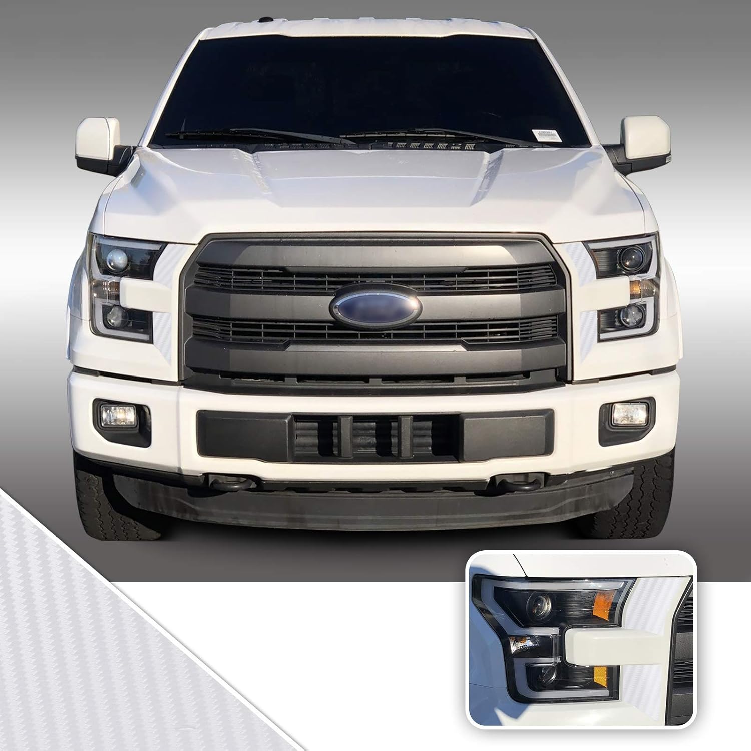 Gomu Headlight Front Grille Accents Vinyl Decal Overlay Wrap Trim Inserts Sticker Compatible with and Fits F-150 2015 2016 2017 - Carbon Fiber Pink