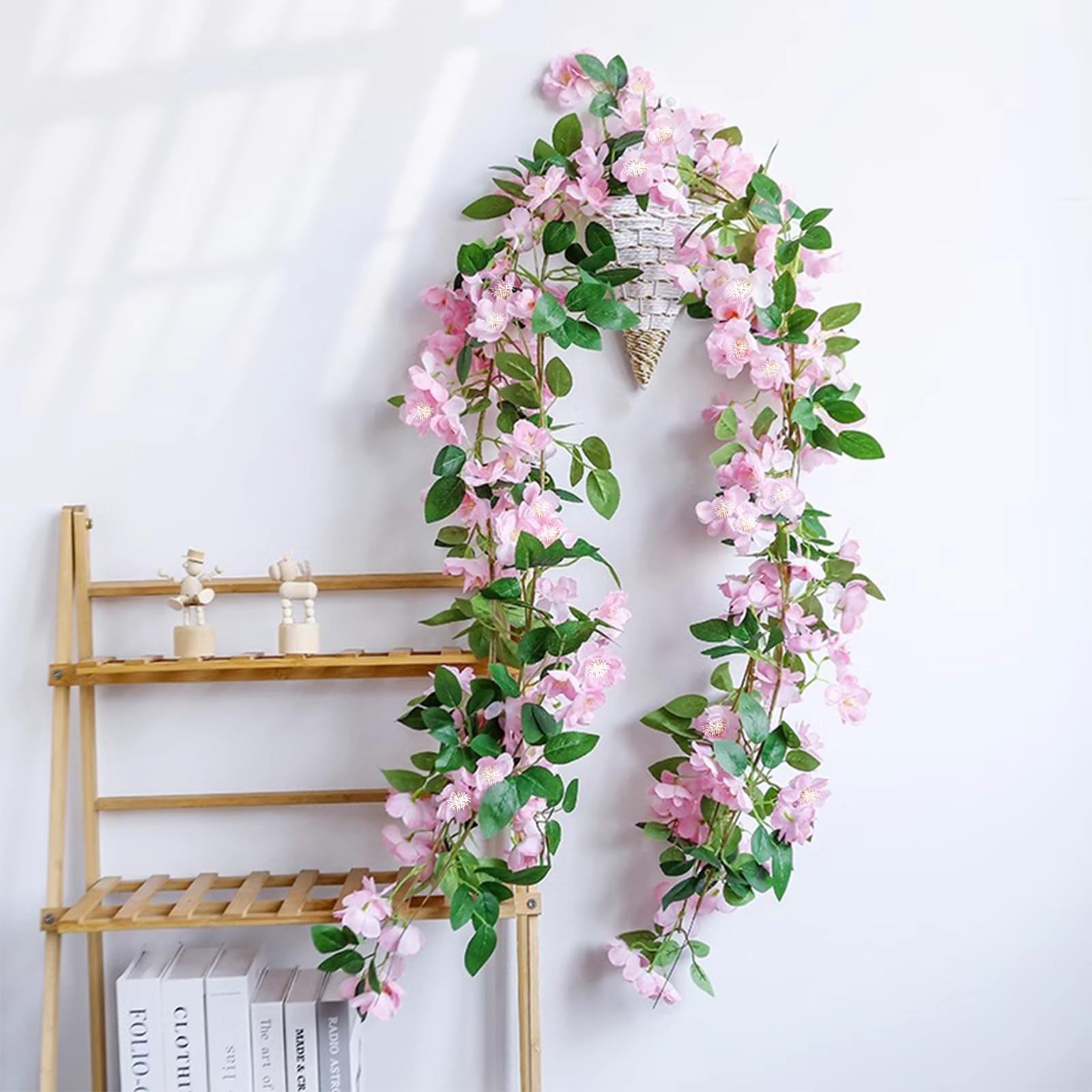 175cm Kunstblumen Hängend, Künstliche Kirschblüten Girlande Blumenranke, Blumengirlande Deko, Blumen Girlande Frühling, Blumengirlande Künstlich, Wie Echt Blumenranken Künstlich Hängepflanze