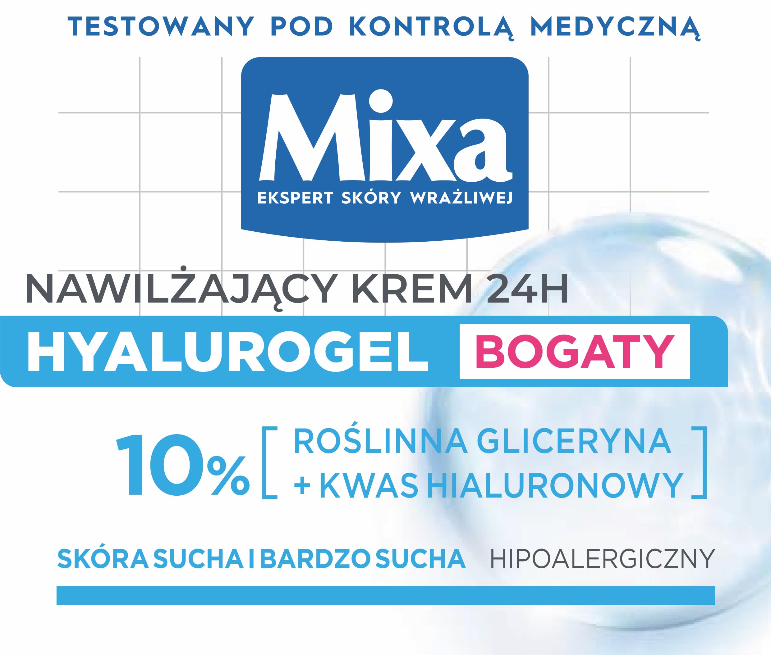 Mixa Hyalurogel Krem Nawilżający, 50 ml