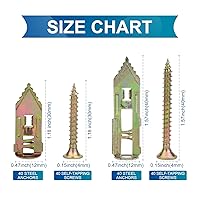 Vista 2 de NINDEJIN Anclaje autoperforante para paneles de yeso con kit de tornillos, anclajes de expansión de yeso de acero al carbono con tornillos