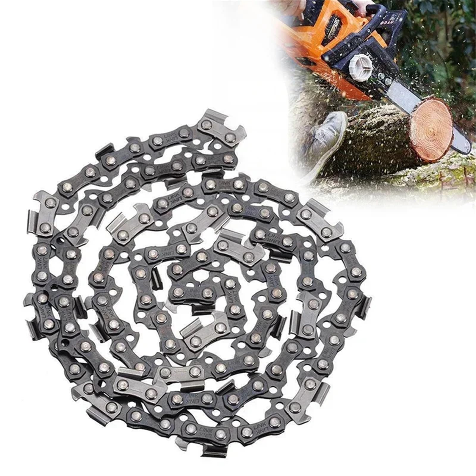 Cadena de motosierra poste 12 pulgadas, paso 3/8 Lp, calibre 043, 45 eslabones transmisión, semicincel para reemplazo piezas eléctricas Cadena de corte de madera(3pcs)