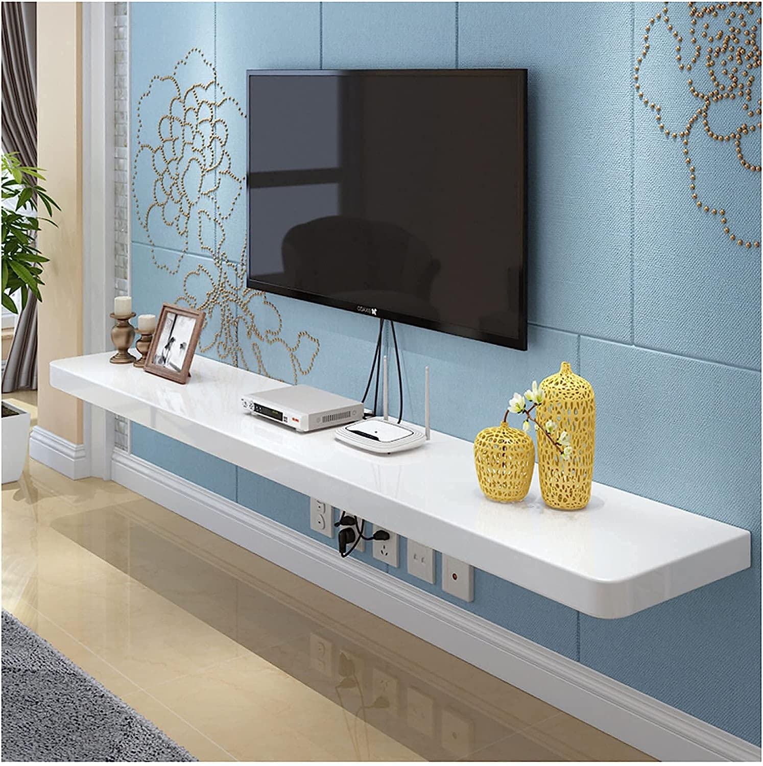 Gabinete De Soporte De TV Unidades De Pared De TV para Sala De Estar Consola De Medios Soporte De TV Flotante Mueble De TV Montado En La Pared para Sala De Estar Sala De Entretenimiento Ofic
