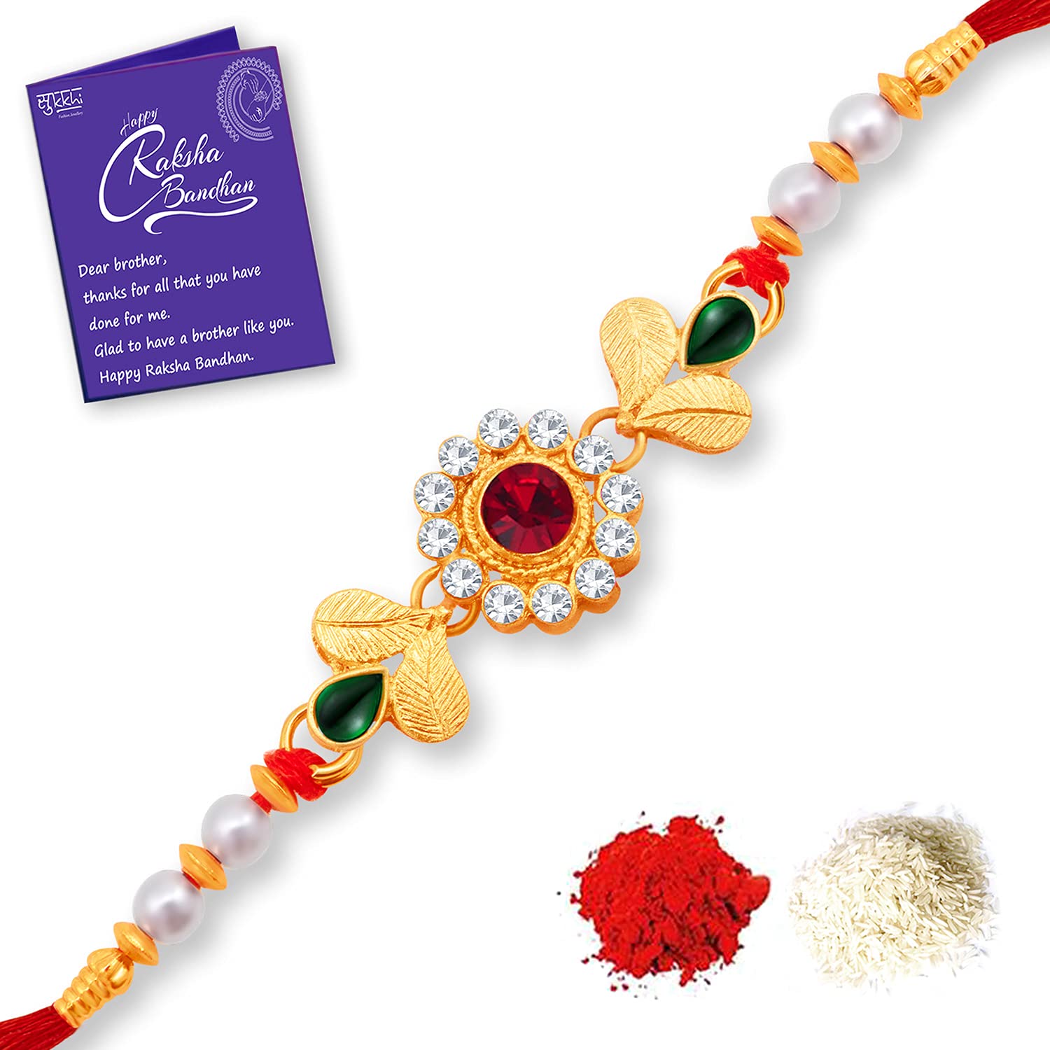 Sukkhi Rakhi Untamed Kundan Designer Gold Plated Premium Rakhi for Brother With Roli Chawal & Greeting Card | Rakhi for Bhaiya | Rakhi for MEN | Kundan Rakhi | (RAK100011) (B09413VQWP) Amazon Price History, Amazon Price Tracker