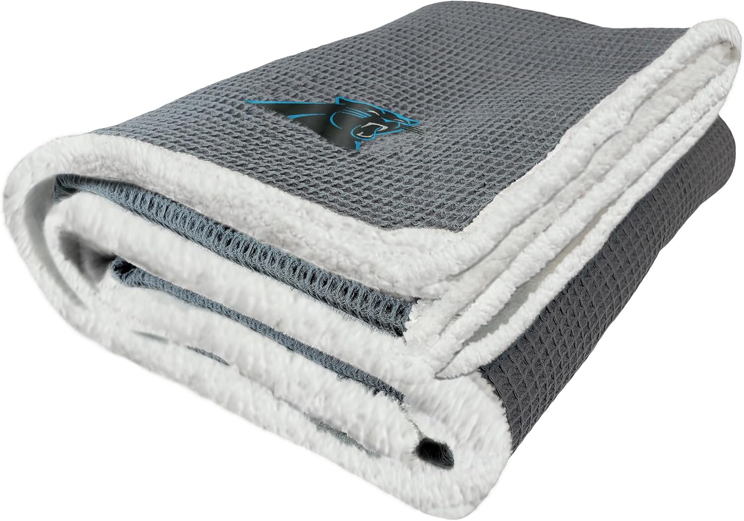 Northwest NFL Carolina Panthers Waffle Sherpa Silk Touch Throw Blanket, Team Colors, 50" x 60" - Image 2
