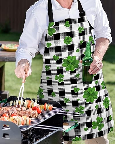 Miniatura 5 de Delantal de cocina para el día de San Patricio diseño irlandés con hojas de trébol ajustable impermeable para mujeres y hombres Luckychm1105